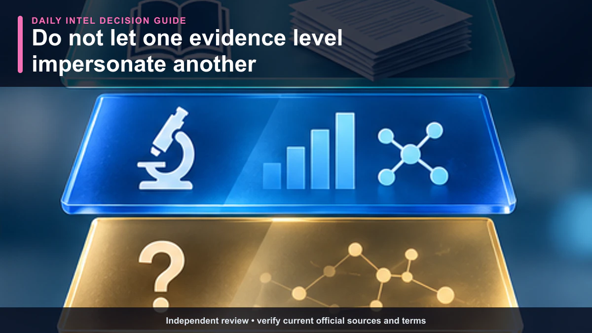 Evidence ladder separating seller claims, category research, official context, and direct proof for HealthRX Sildenafil.